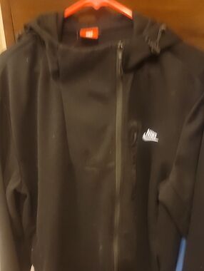 Nike Black Hooded Full-Zip Jacket with White Swoosh